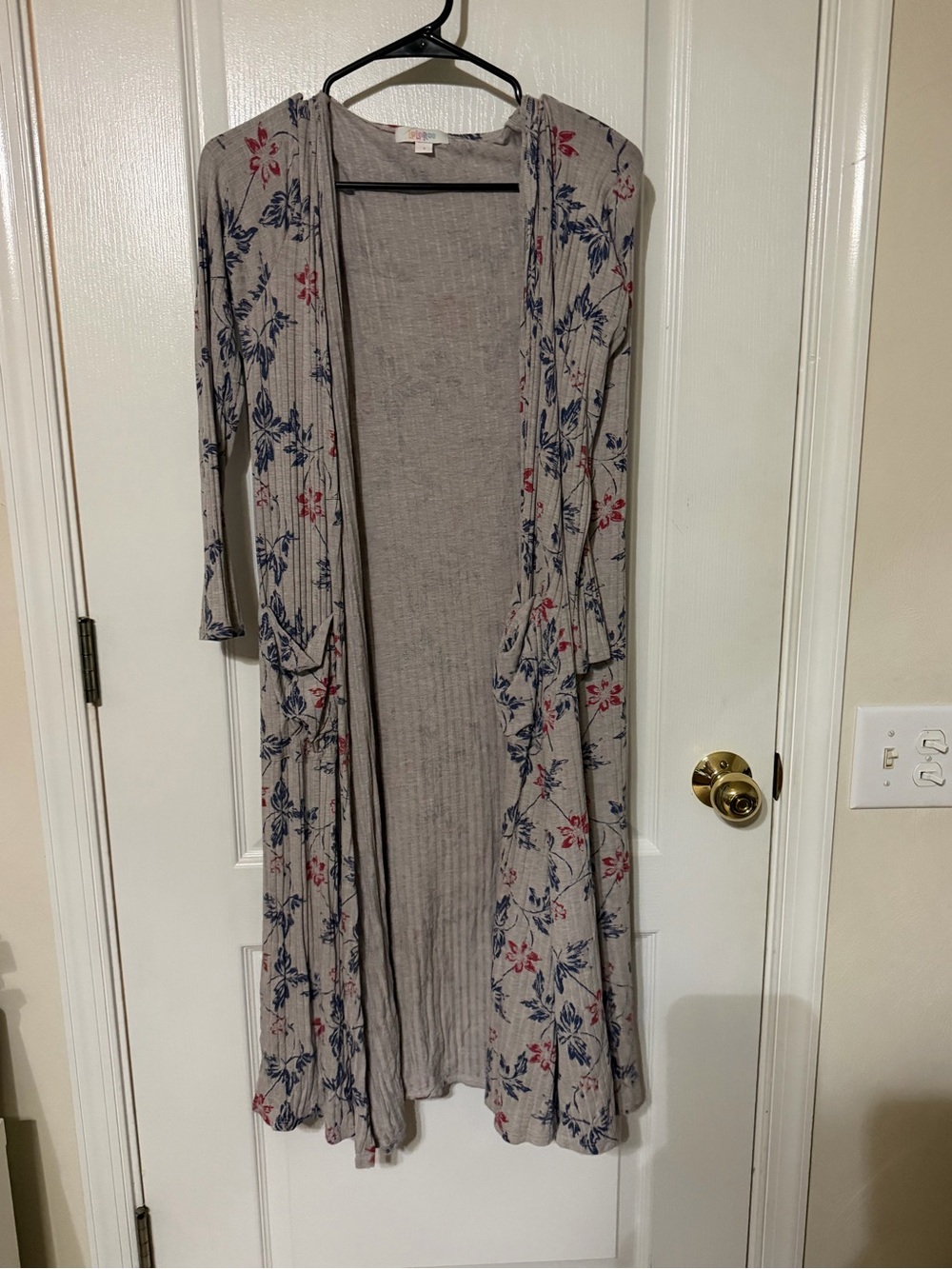 LuLaRoe Taupe Floral Longline Cardigan